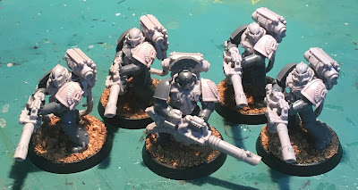 Dark Angels Legion Heavy Support Squad with Lascannons in MkIV armor WIP