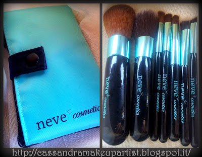 NEVE COSMETICS - Set Pennelli AQUA - recensione - review - prezzo - dimensioni - pennelli sintentici -  cruelty free - vegan - portapennelli - scheda tecnica - eye blender - kabuki - blush - brush holder - 