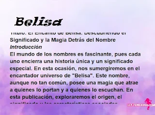 significado del nombre Belisa