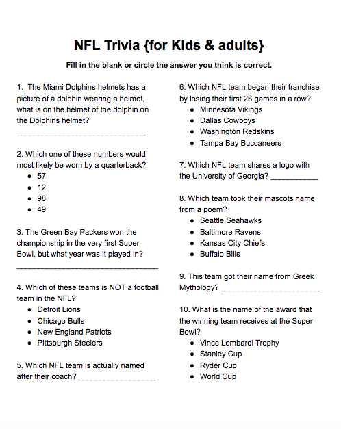 The Rotter Homestead: NFL Trivia {for kids & adults}