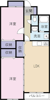 徳島市佐古　2LDK　オカモトアパートメント　間取り