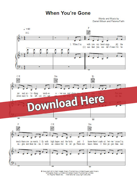 paloma faith, when you're gone, sheet music, piano notes, chords, score, keyboard, tutorial, lesson, cover, guitar, tabs, klavier noten, partition