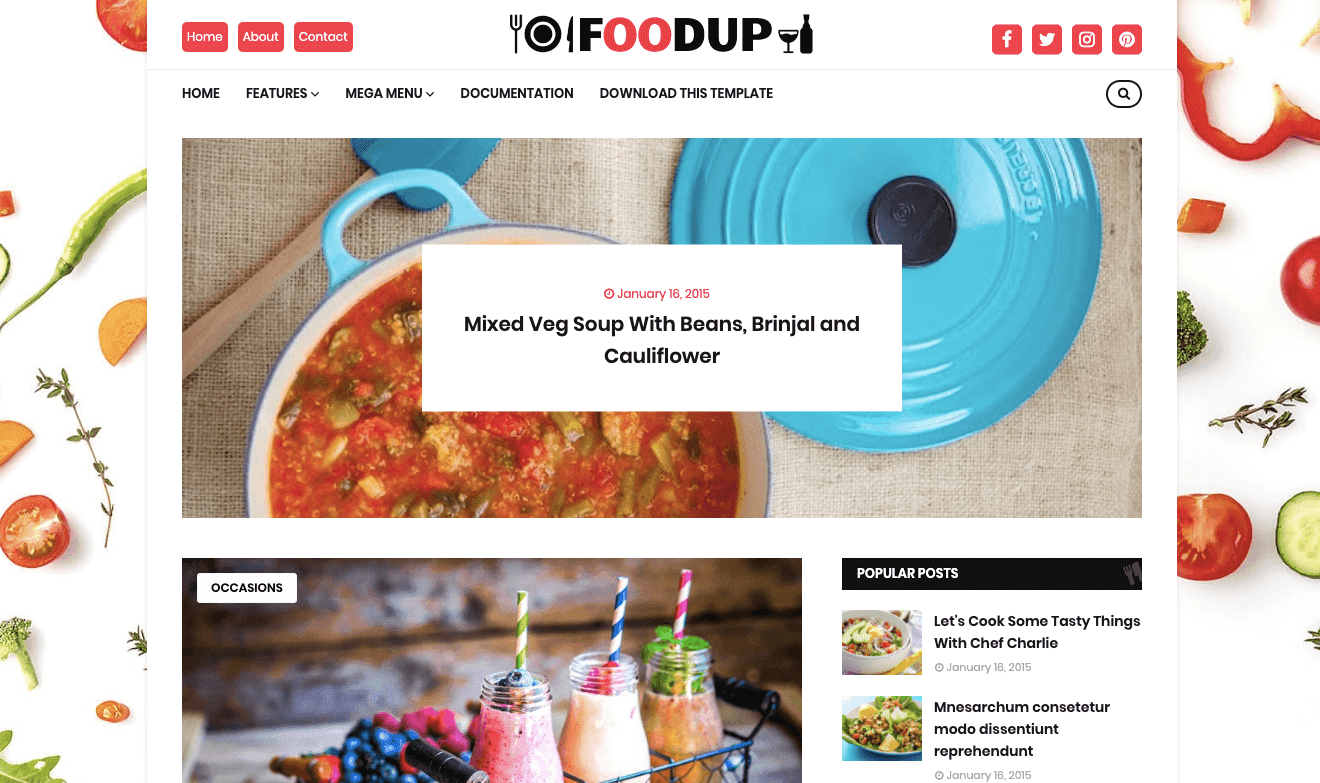 FoodUp - Recipes Blogger Template