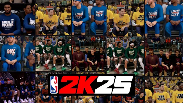 NBA 2K25 Realistic Playoff Warm Up Shirts for All NBA Teams