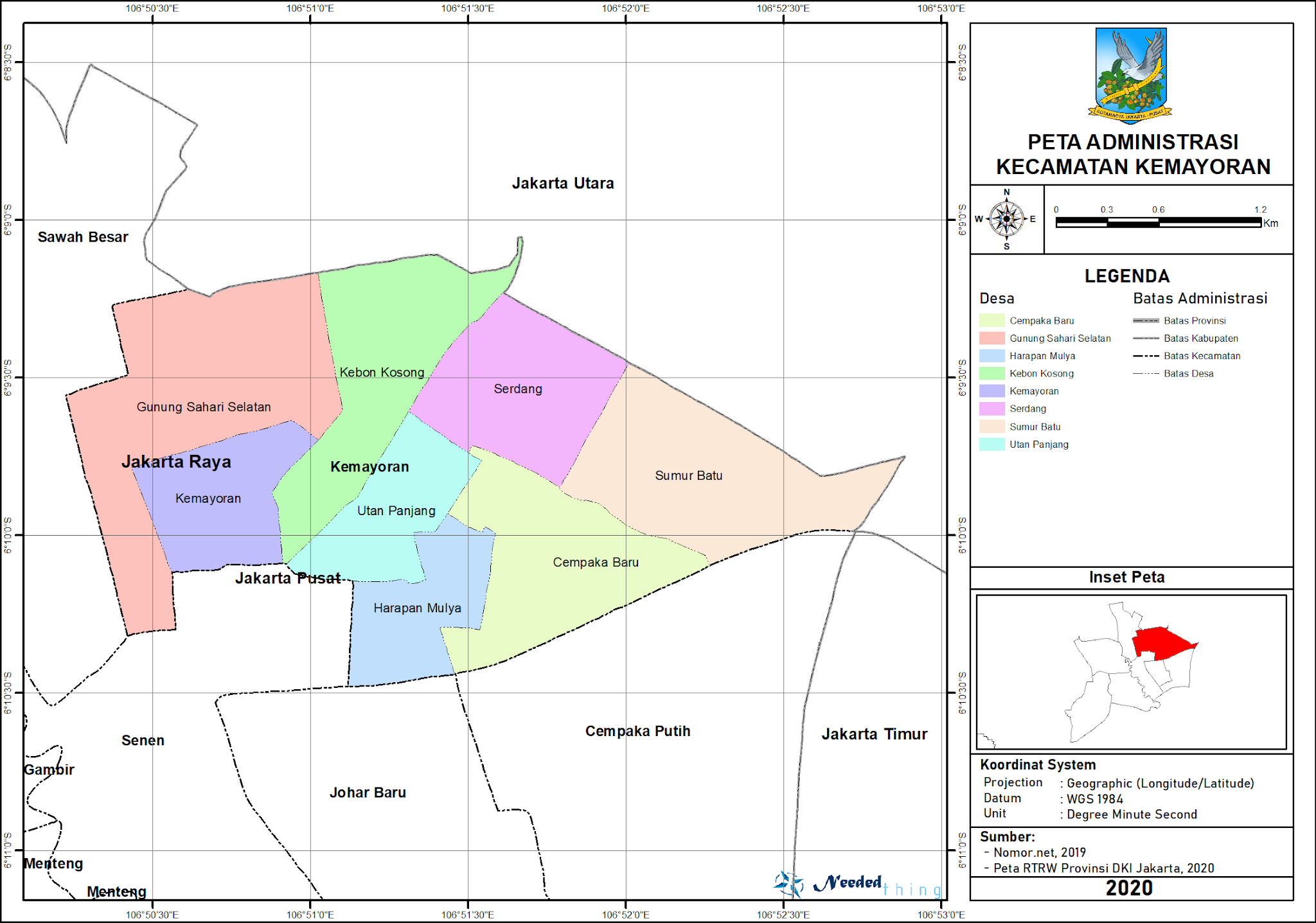 Peta Administrasi Kecamatan  Kemayoran Kota Jakarta  Pusat  