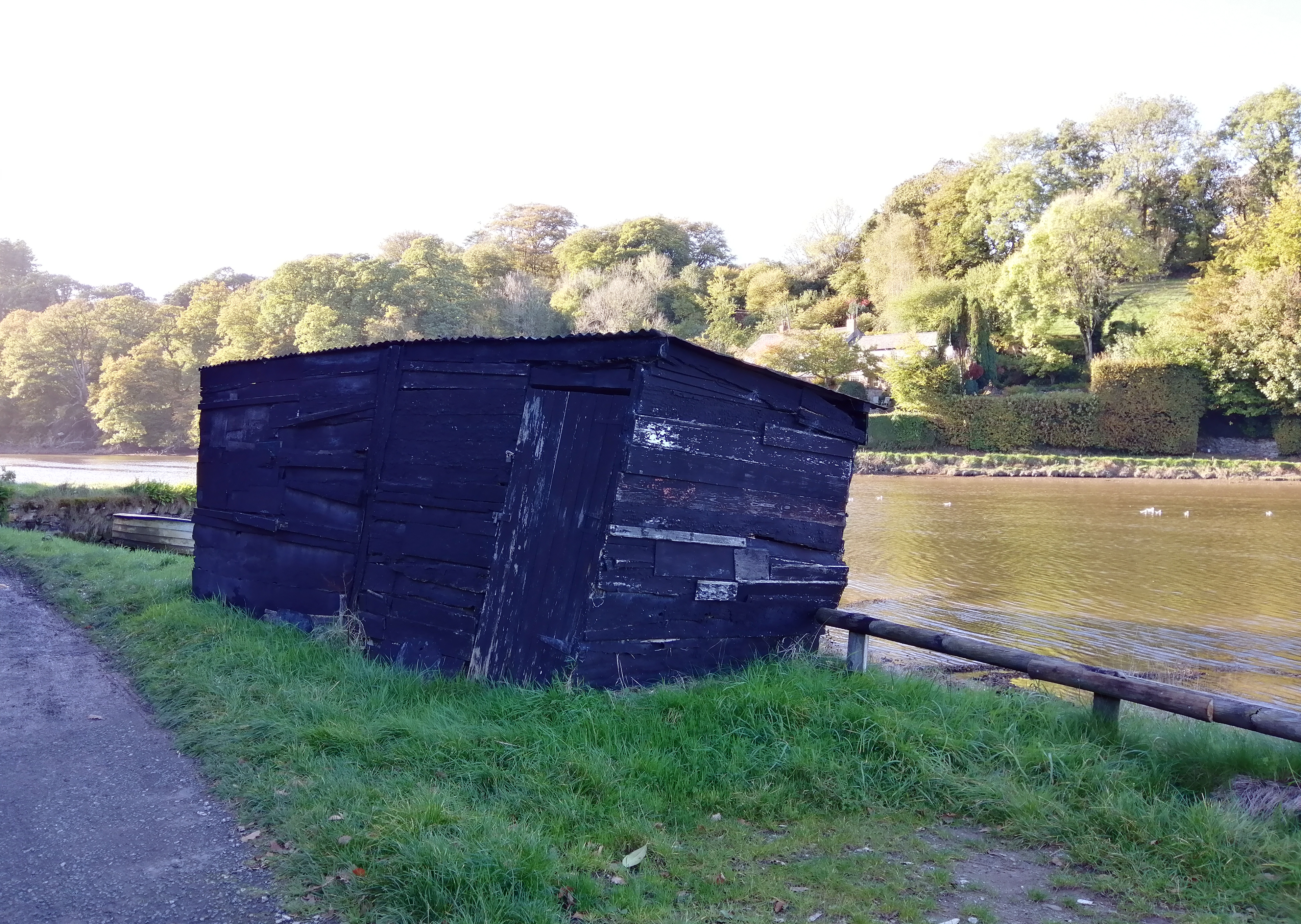 Wonky shed at Lerryn by Emma Julian