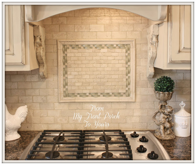 French Farmhouse Kitchen Makeover-French Country Kitchen-Travertine Backsplash- From My Front Porch To Yours