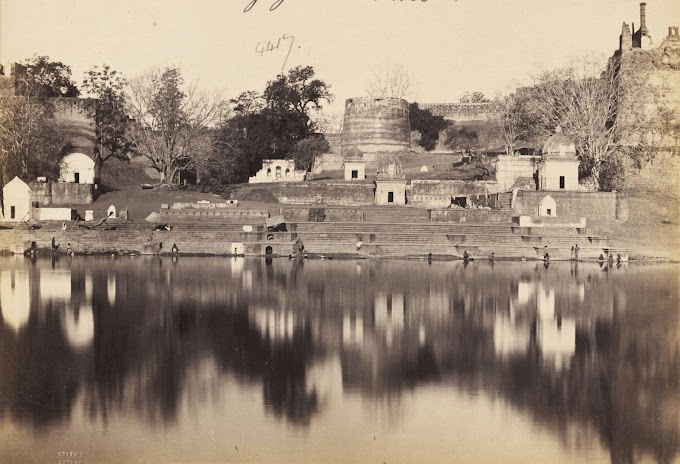 View of Raj Ghat (Rajghat) on the banks of Tapti (Tapi) River, Burhanpur, Madhya Pradesh, India | Rare & Old Vintage Photos (1860)
