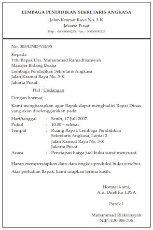 Pengertian, Bagian-bagian Surat Undangan & Cotoh Surat 