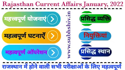 Rajasthan current affairs january 2022 in Hindi Best , Important And Useful