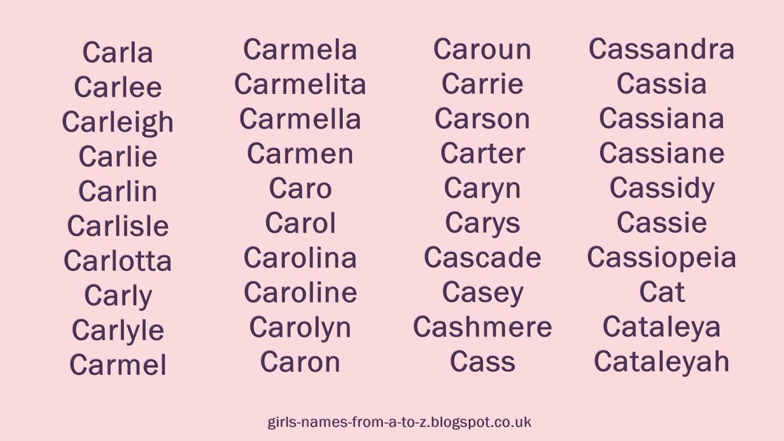 Girls Names From A To Z Girls Names Starting With C