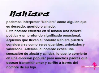 ▷ Significado del nombre Nahiara