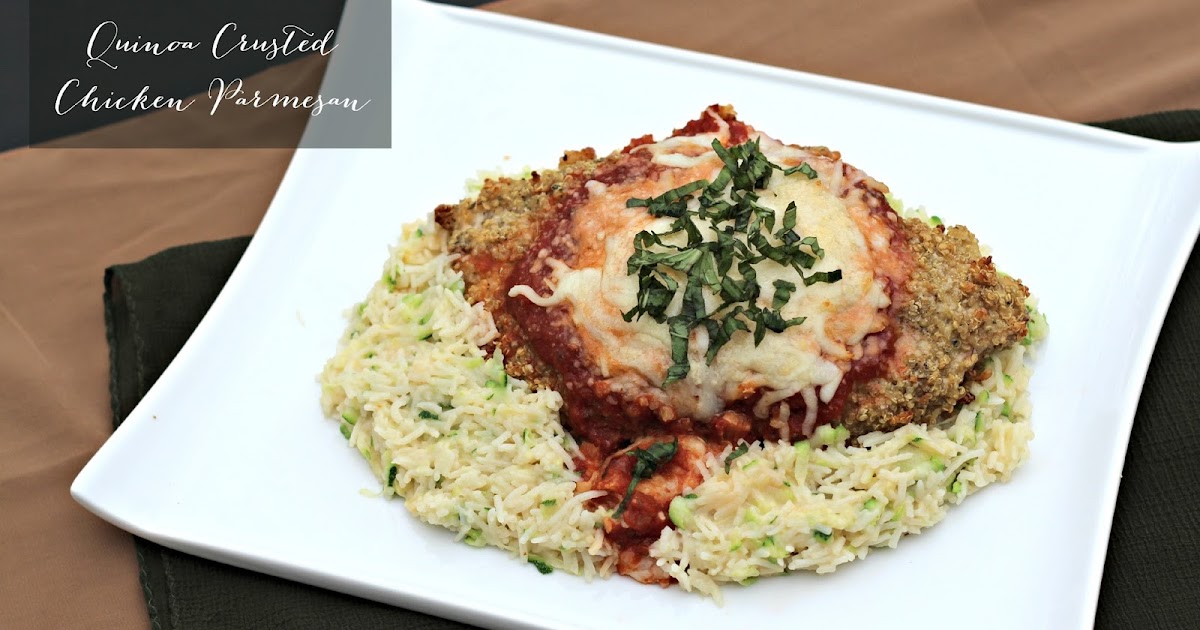 Quinoa Crusted Chicken Parmesan with Cheesy Zucchini Rice 