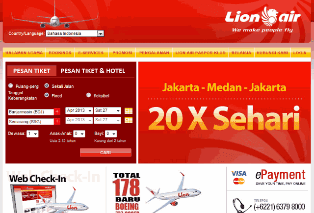 Cara Pemesanan Tiket Lion Air Online