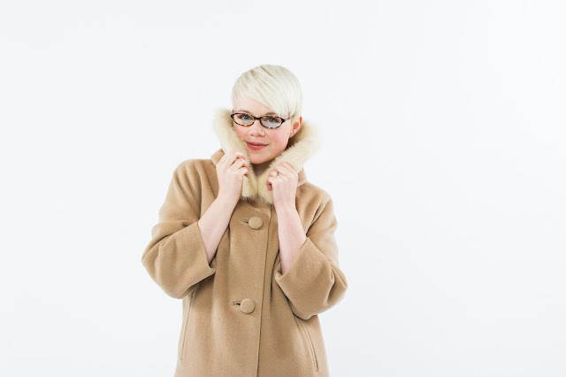 blonde pixie cut, rivet and sway, seattle, fur, vintage, fleur d'elise