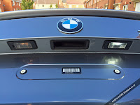 BMW E92 number plate light comparison, LED vs Halogen