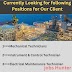 Currently Looking for following Positions for Our Client