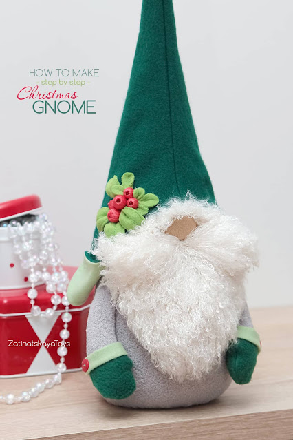 Olof large Christmas gnome with a wool Swedish hat by sewing patterns of Zatinatskaya Natalia