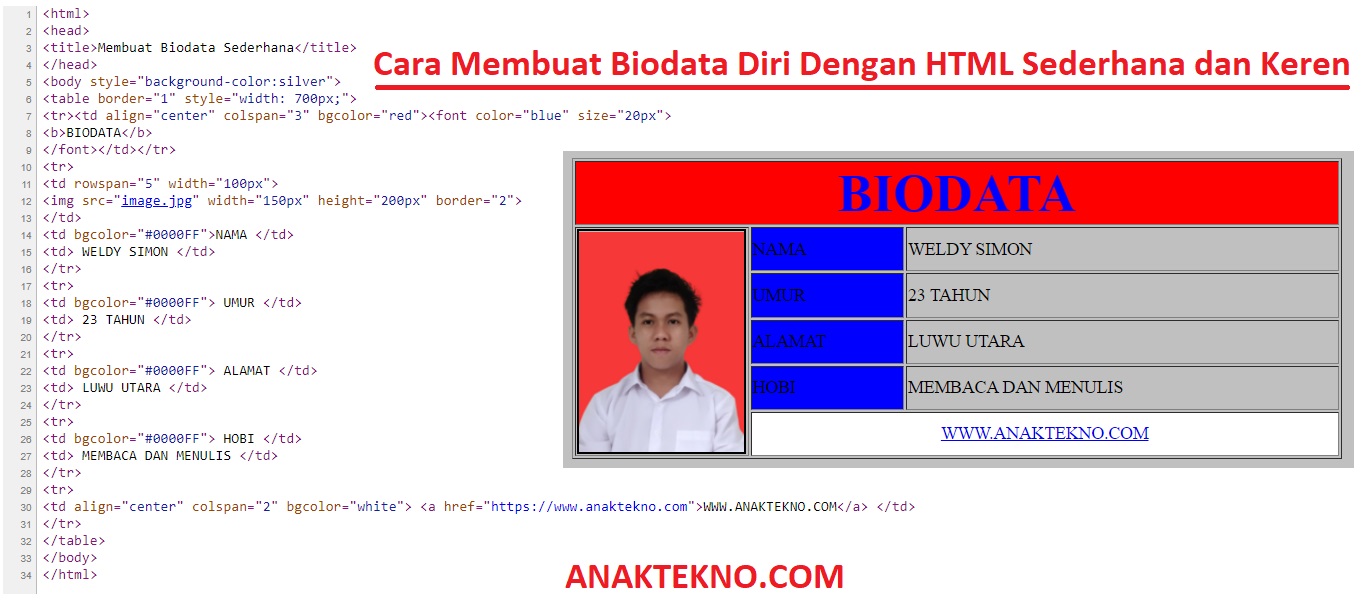 Cara Membuat Biodata Diri Dengan HTML Sederhana dan Keren