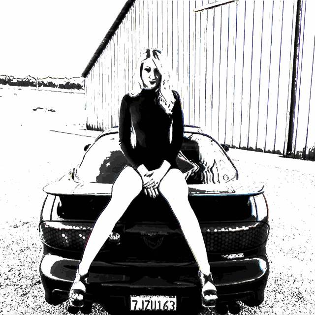 Free Photo Black And White Girl on Car Desktop Wallpaper