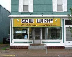 funny business names sew what