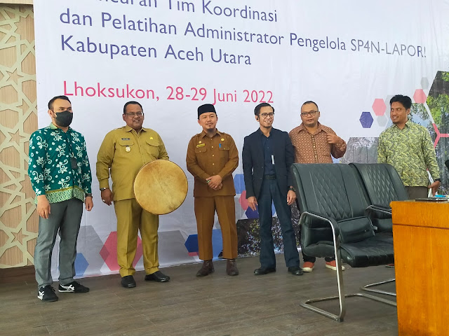 Wakil Bupati Aceh Utara Fauzi Yusuf membuka kegiatan pelatihan administrator pengelola SP4N-Lapor!
