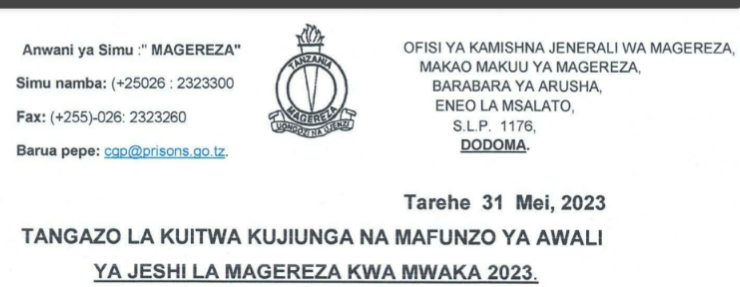 Joining the Tanzania Mainland Prison Service - Selected Candidates Announced