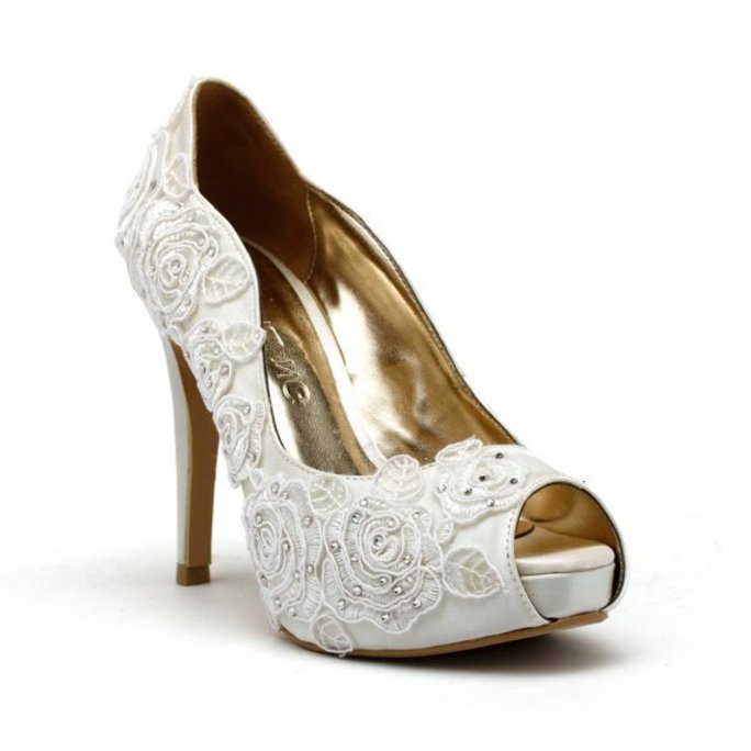 White Wedding Heels - Women