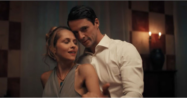 Matthew Goode & Teresa Palmer cuddling in A Discovery of Witches based on the book by Deborah Harkness