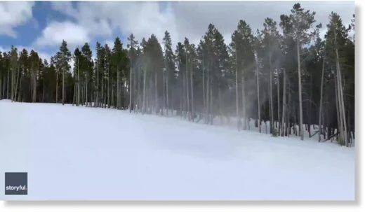 Snow tornado observed in Big Sky, Montana, USA