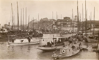 The waterfront in Shanghai, taken by Clive Semmens from the rail of HMS Emerald in about 1924