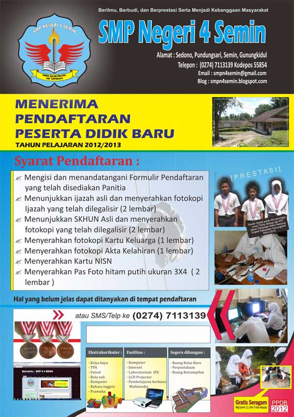 Spanduk Poster dan Brosur PPDB 2020 SMPN 4 SEMIN