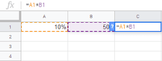 حساب النسبة المئوية في spreadsheet