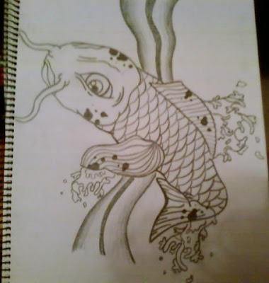 koi fish drawing. style koi fish drawing.