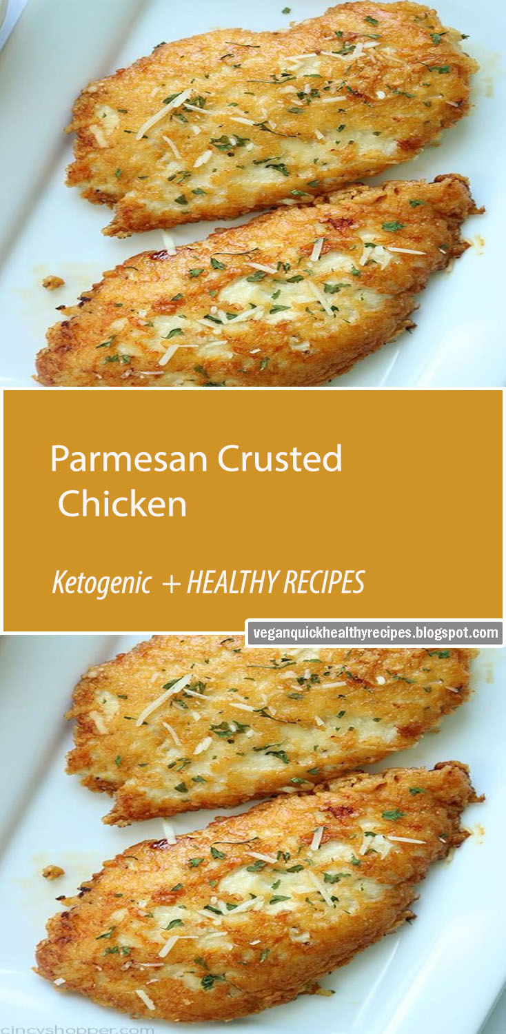 This Parmesan Crusted Chicken is an easy meal idea. We use pounded thin chicken breasts, coat in a delicious Parmesan coating, and then fried to make them crispy. Add this chicken idea to your dinner this week