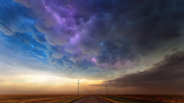 Usa texas road storm clouds lightning HD Wallpaper