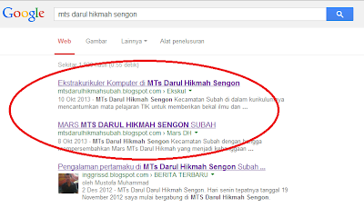 Mesin pencari Google menempatkan MTs DH di Halaman pertama