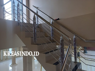 Railing Balkon Stainless Tiang Minimalis Klasik terpasang di Masjid Masjid Jami Jabal An Nur Tambun Bekasi