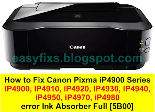 How to Fix Canon iP4900, iP4910, iP4920, iP4930, iP4940, iP4950, iP4970, iP4980 Ink Absorber Full Error,  error code 5B00, 1700