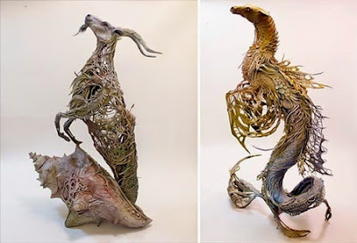 Unique clay and wire sculpture