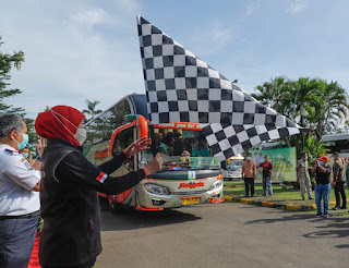 Diikuti 431 Orang Pemudik dengan Rute ke 18 Kabupaten Kota Tujuan Se-Jawa Timur 