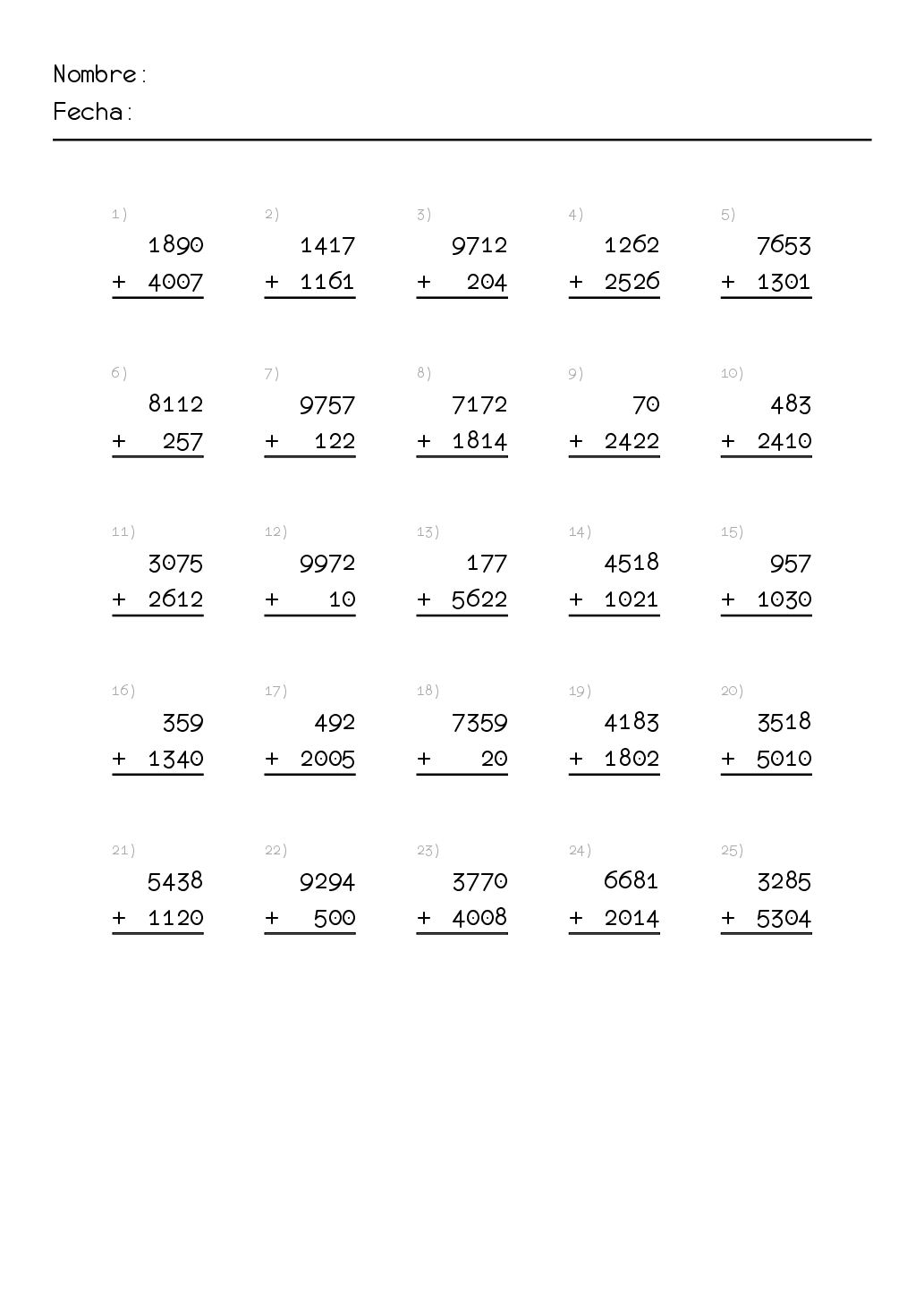 matematicas para primaria ejercicios