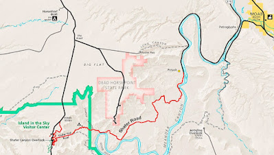 Mapa de la Shafer Canyon Trail Road.