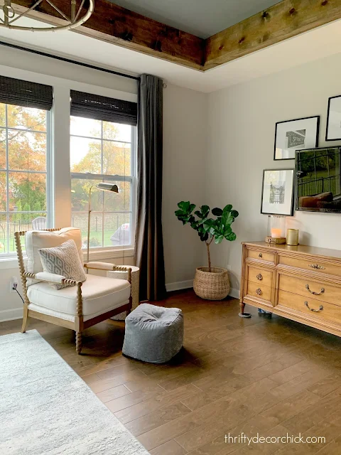 medium brown hardwoods in bedroom