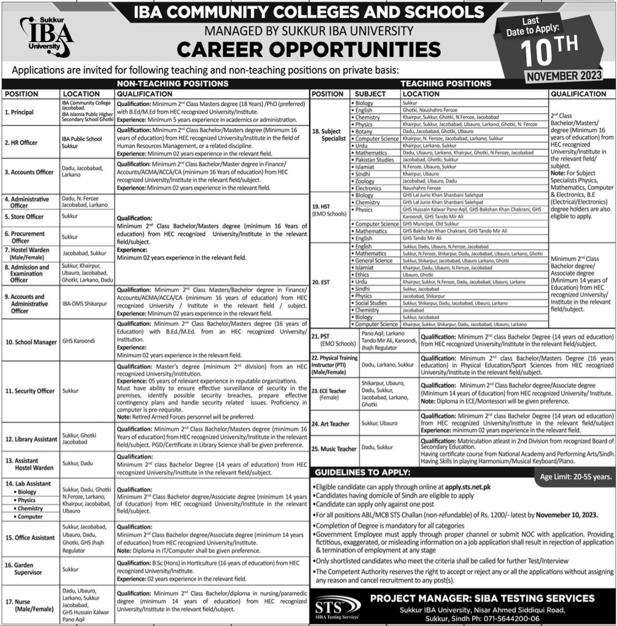 Sukker IBA University jobs 2023
