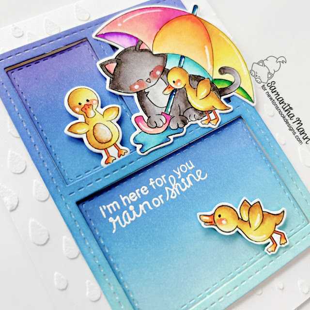 Rain or Shine Card by Samantha Mann | Newton's Rainy Day Stamp Set, Newton's Rain Boots Stamp Set, Raindrops Stencil and Frames & Tags Die Set by Newton's Nook Designs #newtonsnook #handmade