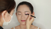 Asian Hooded Eyelids Makeup -  Re-apply the liquid eyeliner again with wing out slightly upward.