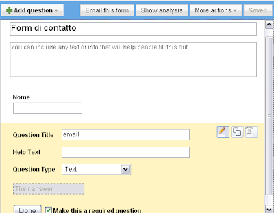 Google spreadsheets form - step 1