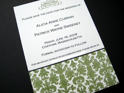 Sneak peak Alicia Patrick's Damask wedding invitations and save the 