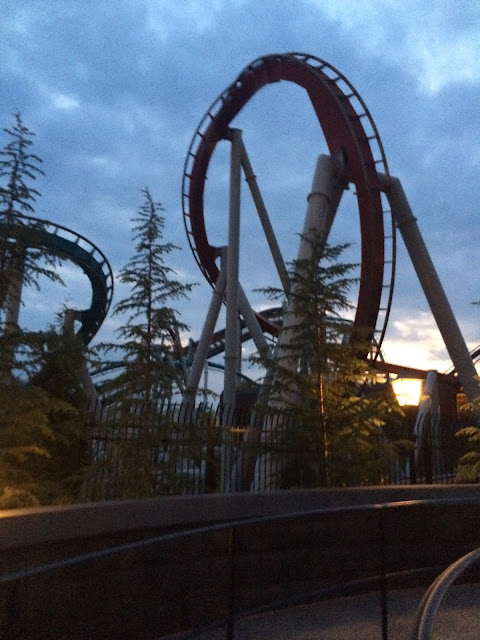 Dragon Challenge Suspended Roller Coaster Sunset Universal Islands of Adventure